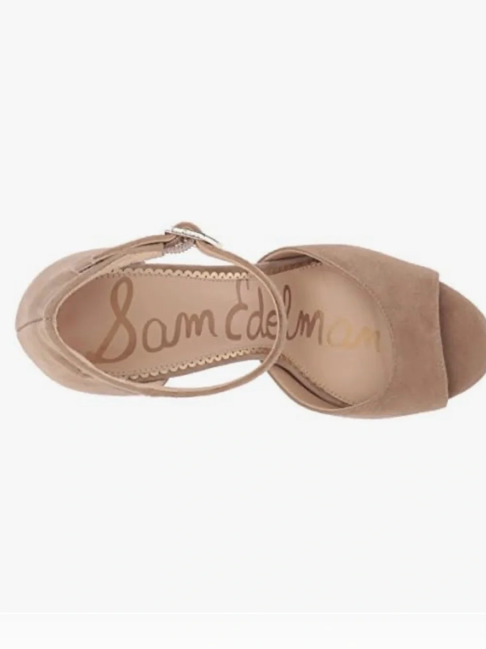 Sam Edelman Wallace Oatmeal Suede Ankle-Strap Platform Heels
